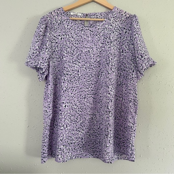 Maurices Purple Lavender Animal Print Patterned Puff Sleeve Women's Top Blouse - Picture 2 of 6